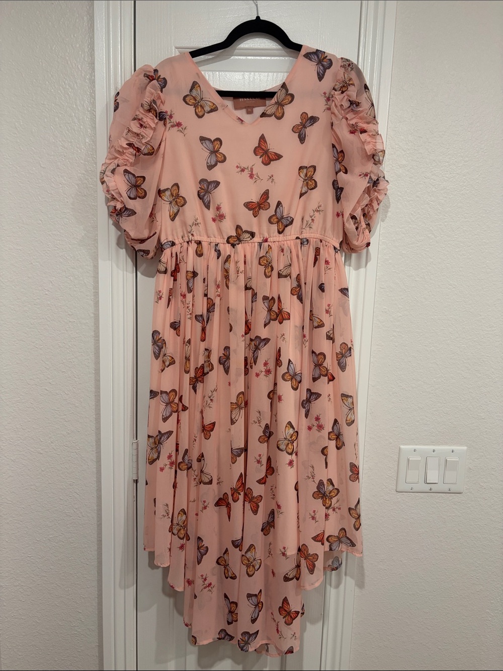 JessaKae Pink Butterfly Print Midi Dress